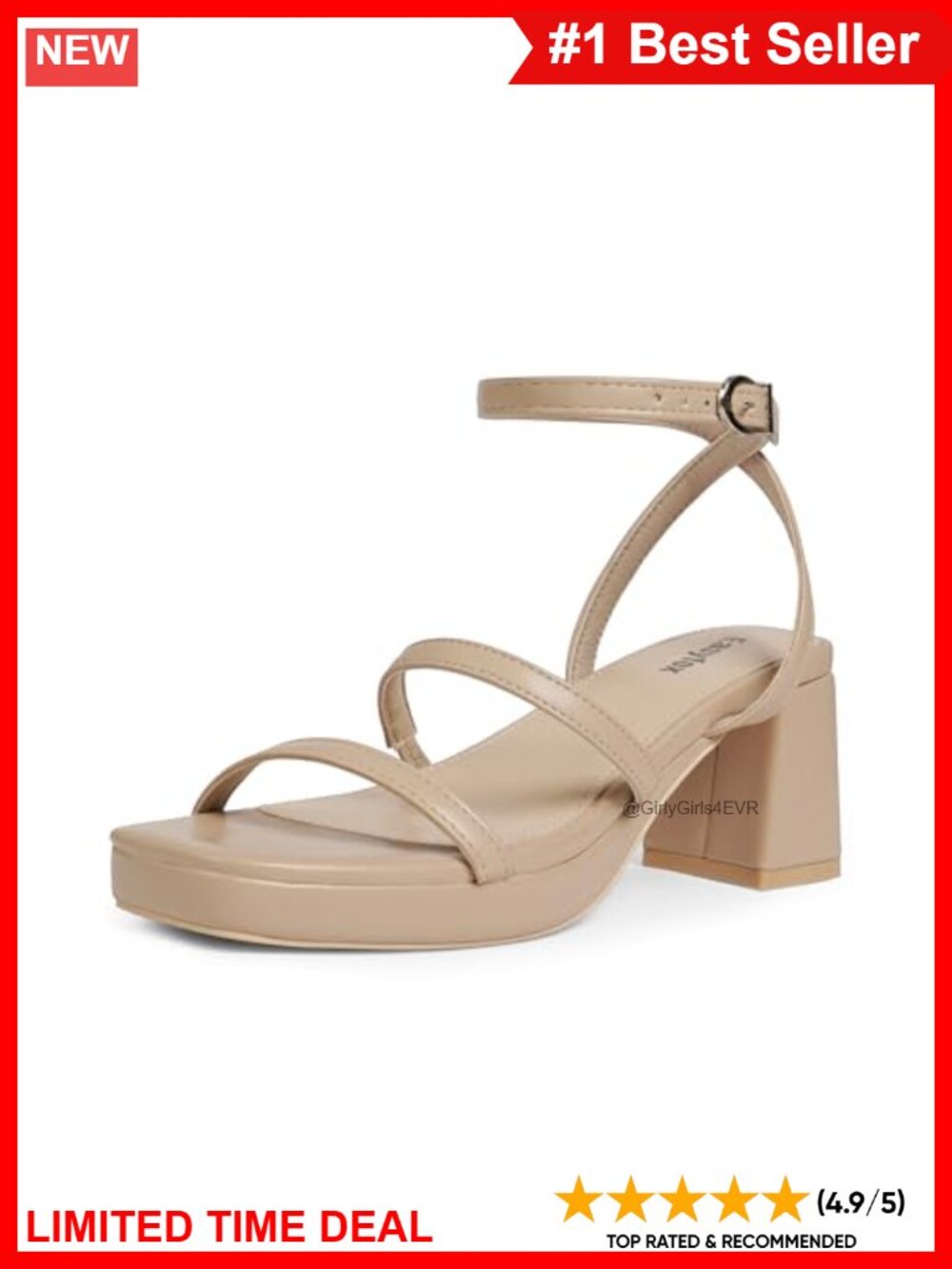 Faux Leather Chunky Platform Heels Open Toe Block Sandals